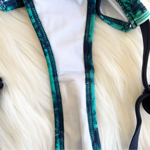 Yandy Two Piece Teal & Blue Tie Dye Bikini Set Adjustable Small NEW WITH TAGS - Picture 13 of 16